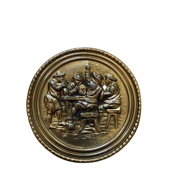 VINTAGE Brass Bed Warmer Wood Handle Made in England - Picture 2 of 5